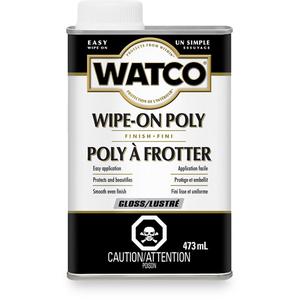 Watco® Wipe-on Poly Stain - Rectangular Can, 473 ml, 473 ml, Gloss, Satin, Clear, Clear