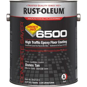 Concrete Saver 6500 System High Traffic Floor Coating - Gallon, Beige, 1 gal./3.7 L, 1 gal./3.7 L, High-Gloss, Solvent-Based, Dunes Tan