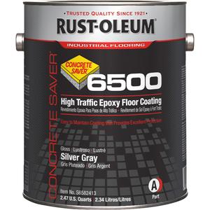 Concrete Saver 6500 System High Traffic Floor Coating - Gallon, Grey, 1 gal./3.7 L, 1 gal./3.7 L, High-Gloss, Solvent-Based, Silver Grey