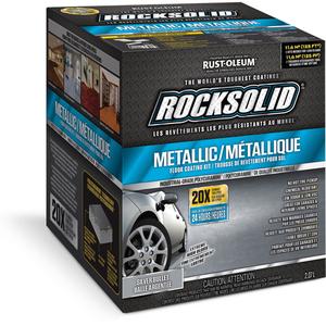 RockSolid® Metallic Floor Coating - Kit, Silver/Aluminum, 2.07 L, High-Gloss, Solvent-Based, Silver Bullet
