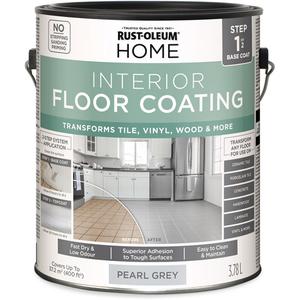 Home Interior Floor Coating System Base Coat - Gallon, Grey, 3.78 L, 3.78 L, Very Flat, Water-Based, Pearl Grey