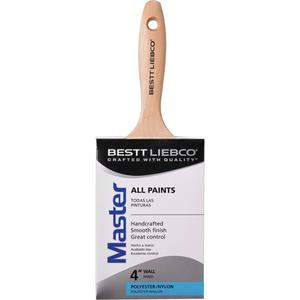 Master Paint Brush - 4", Wood, Poly/Nylon, 7/8", 3-11/16", All Paints, Stainless Steel, Beavertail, Sanded