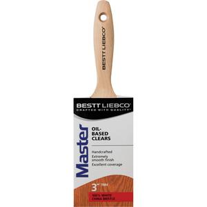 Master Trim & Angle Paint Brush - 3", Wood, White China, 11/16", 3-7/16", Oil-Based Clear, Stainless Steel, Long Sash, Sanded