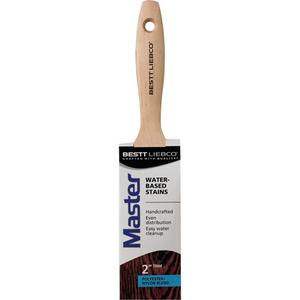 Master Water-Based Stains Trim & Angle Paint Brush - 2", Wood, Poly/Nylon, 9/16", 2-11/16", Water-Based Stains, Stainless Steel, Long Sash, Sanded