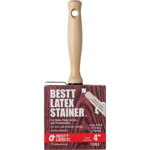 Master Latex Stainer Block Paint Brush - #303L, Wood, Polyester/White China, 4", 1-1/8", Preservative & Waterproofer Coatings & Stains, Nickeled Steel, 2-Piece Screw-In, Lacquered