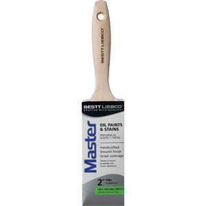 Master Trim & Wall Paint Brush - 2", Wood, White China, 9/16", 2-11/16", Oil Paints & Stains, Stainless Steel, Beavertail, Sanded