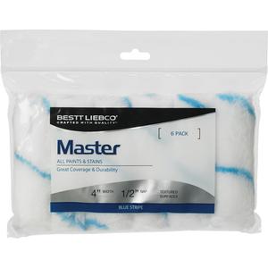 Master Blue Stripe Paint Roller Covers - 101.6 mm (4"), 13 mm (1/2"), All Paints, Woven Polyester, Polypropylene