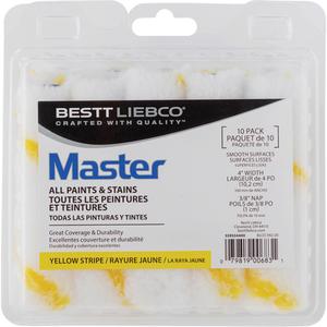 Master Yellow Stripe Mini Rollers - 101.6 mm (4"), 10 mm (3/8"), All Paints & Enamels, Knit
