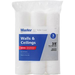 Master Standard Walls & Ceilings Paint Roller Covers - 240 mm (9-1/2"), 10 mm (3/8"), All Paints & Stains, Shed Resistant Woven Nylon/Polyester, Plastic, 1-1/2"