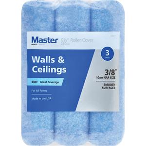 Master Standard Walls & Ceilings Paint Roller Covers - 240 mm (9-1/2"), 10 mm (3/8"), All Paints & Stains, Knit Nylon/Polyester, Plastic, 1-1/2"