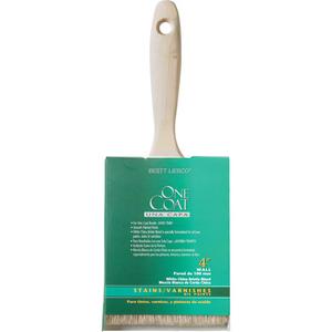 One Coat™ Trim & Wall Paint Brush - 4", Wood, White China, 7/8", 3-1/8", Stain & Varnish, Antique Brass, Beavertail, Sanded