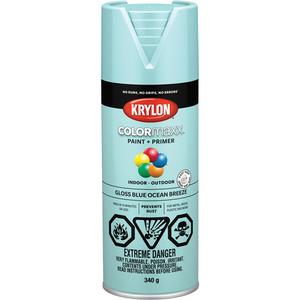 COLORmaxx™ Paint + Primer - Aerosol Can, Blue, 16 oz., 12 oz., Gloss, Ocean Breeze Blue, Banner Red, Black, Cherry Red, Classic Grey, Crystal Clear, Emerald Green, Hunter Green, Ivory White, Leather Brown