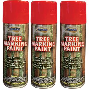 Aervoe 690 Fluorescent Tree Marking Paint - Aerosol Can, Fluorescent Red, 16 oz., 54 sq-ft, 24 hrs., Acetone, Hydrocarbon Propellant, Aliphatic Petroleum Distillates, 2-Butoxyethyl Acetate, n-Butyl Acetate
