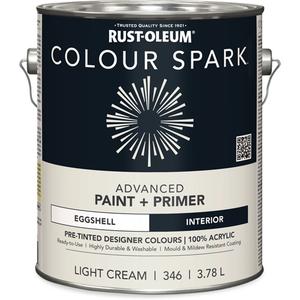 Colour Spark™ Interior Pre-Tinted Paint + Primer Wall Paint - Gallon, White, 3.78 L, 3.78 L, Semi-Gloss, White Cotton