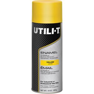 UTILI-T™ General Purpose Enamel Spray Paint - Aerosol Can, Yellow, 10 oz./283 g, 10 oz./283 g, Gloss, Yellow, Black, Red, Green, Blue, White, Aluminum, Orange, Dark Grey