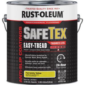 SafeTex® Easy-Tread Acrylic Coating - Gallon, Yellow, 1 gal., 1 gal., Flat/Textured, Water-Based, Safety Yellow, 3, 4-6 hours Light Traffic & Recoat, 24 hours Heavy Traffic