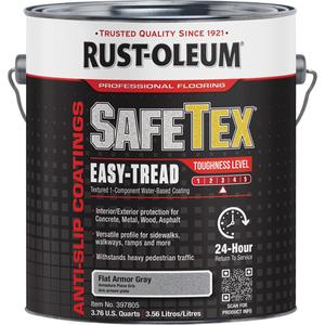 SafeTex® Easy-Tread Acrylic Coating - Gallon, Grey, 1 gal., 1 gal., Flat/Textured, Water-Based, Armor Grey, 3, 4-6 hours Light Traffic & Recoat, 24 hours Heavy Traffic