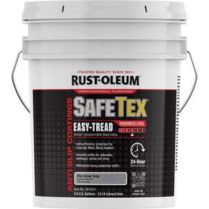 SafeTex® Easy-Tread Acrylic Coating - Pail, Grey, 4 gal., 4 gal., Flat/Textured, Water-Based, Armor Grey, 3, 4-6 hours Light Traffic & Recoat, 24 hours Heavy Traffic