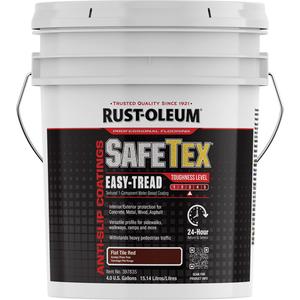 SafeTex® Easy-Tread Acrylic Coating - Pail, Red, 4 gal., 4 gal., Flat/Textured, Water-Based, Tile Red, 3, 4-6 hours Light Traffic & Recoat, 24 hours Heavy Traffic