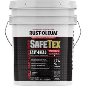 SafeTex® Easy-Tread Acrylic Coating - Pail, Black, 4 gal., 4 gal., Flat/Textured, Water-Based, Black, 3, 4-6 hours Light Traffic & Recoat, 24 hours Heavy Traffic