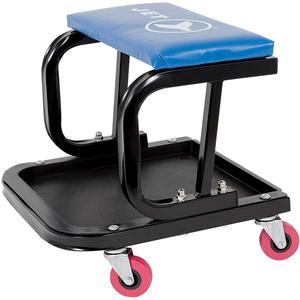 JMS-641A Mechanic's Roller Seat - Blue, Vinyl, 300 lbs., 17 1/2 x 14 x 14 1/4