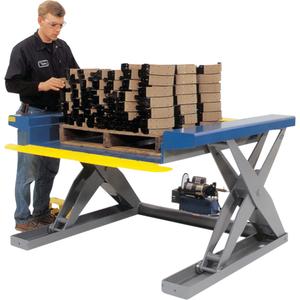 Hydraulic Floor-Height Scissor Lift Tables - 50" W x 48" L, 4000 lbs., 35.375", 0.375", Steel, 53", 67.25", 7.75", 59"