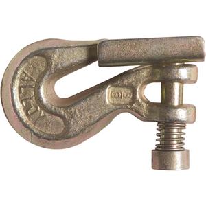 Clevis Grab Hook with Latch - Grade 70 - Clevis Grab Hook w/Latch, 3/8", 6600 lbs. (3.3 tons), Forged Alloy Steel, 70, Gold Chromate, 0.472", 0.500"