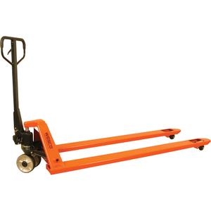 Long Fork Pallet Truck - 70", 27", 4400 lbs., Steel, 6", 8", 3", 2 Years