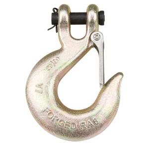 Sling Hook - Clevis Sling Hook w/Latch, 1/2", 9000 lbs. (4.5 tons), Alloy Steel, Grade 70, Gold Chromate