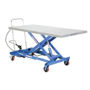 Pneumatic Hydraulic Scissor Lift Table - 63" L x 31-1/2" W, 1000 lbs., 35.5", 12.1", Steel, 318 lbs.