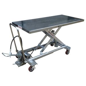 Pneumatic Hydraulic Scissor Lift Table - 63" L x 31-1/2" W, 1000 lbs., 35.5", 12.1", Stainless Steel, 340 lbs.