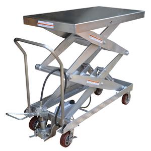 Pneumatic Hydraulic Scissor Lift Table - 47-1/4" L x 24" W, 1500 lbs., 67", 19.5", Stainless Steel, 515 lbs.