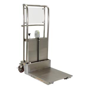 Hefti-Lift Load Stacker - 450 lbs., 21" W x 24" D, 3-1/2", 45-5/8", Foot Pump, 236 lbs., Partially Stainless Steel