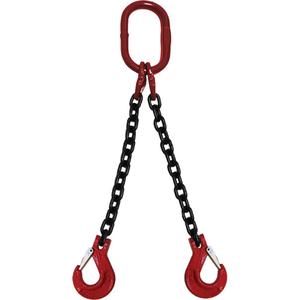 Chain Sling - 9/32", Oblong & Slip, Double, 10', Grade 80, 3500 lbs., 4900 lbs., 6000 lbs.