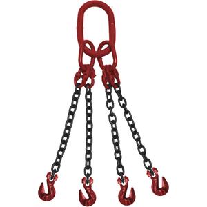 Chain Sling - 1/2", Oblong & Grab, Quadruple, 10', Grade 100, 22500 lbs., 31800 lbs., 39000 lbs.