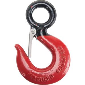 Black Eye® Wire Rope Hoist Hook - Eye Sling Hook w/Latch, 1000 lbs. (0.5 tons), Forged Carbon, 0.76", 0.62", Black, Red