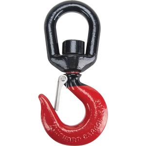 Black Eye® Wire Rope Swivel Hook - Eye & Hook w/Latch, 10000 lbs. (5 tons), Forged Carbon, 2.04", 2.42" L x 2.42" W