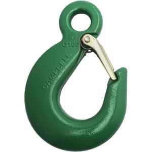 Sling Hook - Eye Sling Hook w/Latch, 9/32", 5700 lbs. (2.5 tons), Alloy Steel, Grade 100