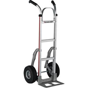 Knocked Down Hand Truck - Dual, Aluminum, 14" W x 7-1/2" D, Pneumatic, 10" H x 3" W, 500 lbs., 48", 21", Silver