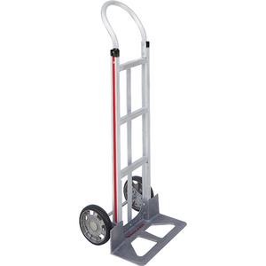 Knocked Down Hand Truck - Continuous, Aluminum, 18" W x 7-1/2" D, Mold on Rubber, 8" H x 2" W, 500 lbs., 48", 21", Silver