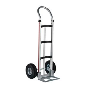 Knocked Down Hand Truck - Continuous, Aluminum, 14" W x 7-1/2" D, Pneumatic, 10" H x 3" W, 500 lbs., 48", 16", Silver