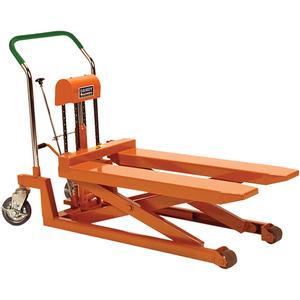 Dandy Lift™ Scissor Fork Lift Table - 37.1" L x 19.7" W, 1100 lbs., 29.5", 3.2", Steel, 37.3", 55.4" L x 19.7" W, 3" Rigid - Rubber, 5" Swivel - Rubber, Caster Brake