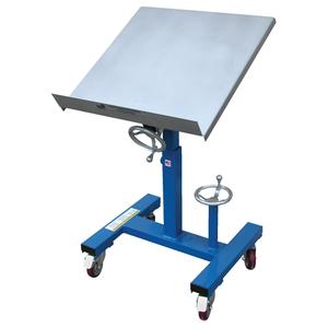 Mobile Tilting Work Table - 24-1/16" L x 24-1/16" W, 300 lbs., Pneumatic, 30°, 42", 34-5/8", 24" W x 22-1/4" L, Polyurethane, 4" X 1-1/4"