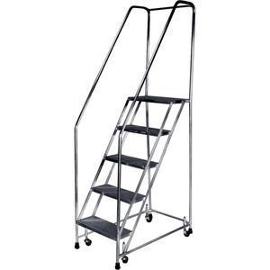 Rolling Ladders - 5, 47-1/2", 10", 24", Aluminum, Ribbed, 30", 77.5", 37"