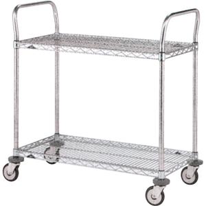 Standard-Duty Utility Cart With Wire Shelves - 3, 375 lbs., Chrome Plated, 18", 39", 30", Rubber