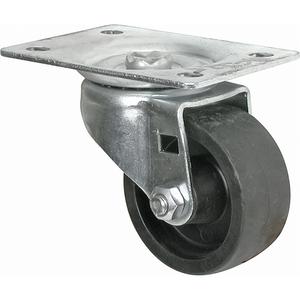 Light-Duty Caster - 2-1/2" (63.5 mm), 200 lbs. (91 kg.), Polyolefin, Swivel, Steel, 1-1/8" (28.6 mm), 3" x 1-3/4" (76 mm x 44 mm), 5/16" (7.93 mm), 2-1/2" x 3-5/8" (64 mm x 92 mm), Plain
