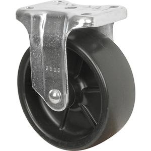 Caster - 5" (127 mm), 350 lbs. (158.8 kg.), Polyolefin, Rigid, Steel, 5" (127 mm), 2-13/16" x 3-1/16" (71 mm x 78 mm), 5/16" (7.93 mm), 4" x 4-1/2" (102 mm x 114 mm)