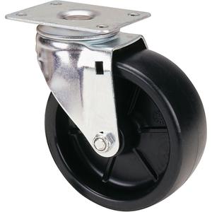 Caster - 5" (127 mm), 900 lbs. (408 kg.), Polyolefin, Swivel, Steel, 2" (50.8 mm), 2-13/16" x 3-1/16" (71 mm x 78 mm), 5/16" (7.93 mm), 4" x 4-1/2" (102 mm x 114 mm)