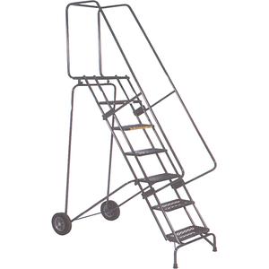 Fold-N-Store Rolling Ladders - Steel, 10, 100", 14", 16", Perforated, 133", 29", 140", 30"