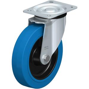 Non Marking Caster - 8" (203.2 mm), 440 lbs. (199.58 kg.), Rubber, Rigid, Steel, 1-31/32" (50 mm), 4-1/8" x 3" (105 mm x 76 mm), 7/16" (11 mm), 4" x 4-1/2" (102 mm x 114 mm)